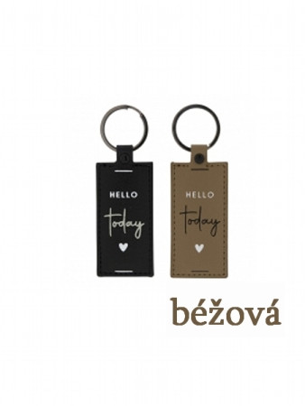 detail Bastion Collections Klíčenka HELLO TODAY in titan (béžová), 1 ks