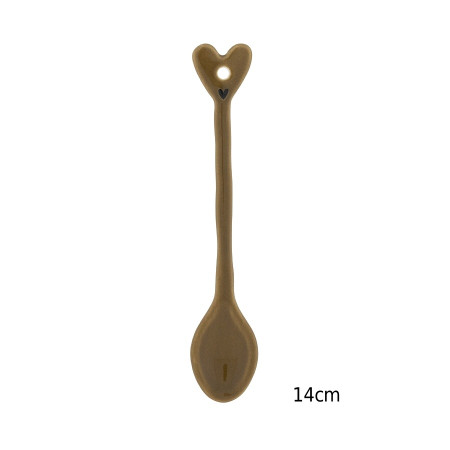 detail Bastion Collections Keramická lžička COFFEE, brown, plochá, 14cm
