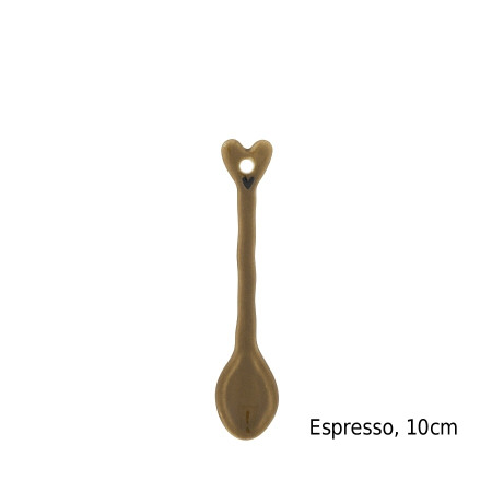 detail Bastion Collections Keramická lžička ESPRESSO, brown, plochá, 10cm