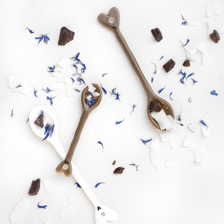 detail Bastion Collections Keramická lžička ESPRESSO, brown, plochá, 10cm