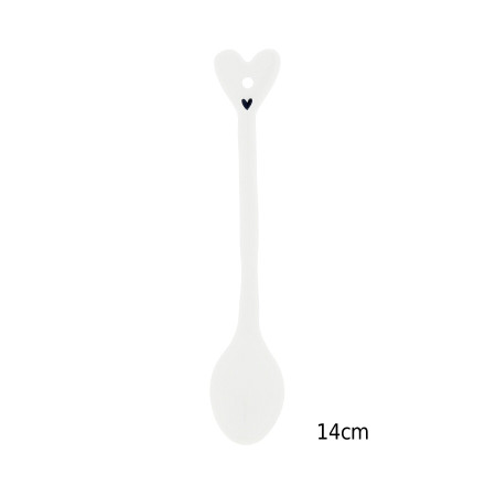 detail Bastion Collections Keramická lžička COFFEE, plochá, bílá, 14cm