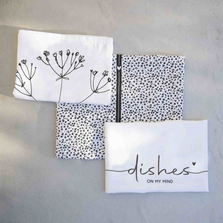detail Bastion Collections Utěrka WILD FLOWERS, 50x70cm, white/black