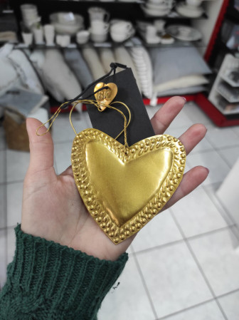 detail Bastion Collections Přívěšek HANGER HEART BRASS (mosaz), 8x6cm