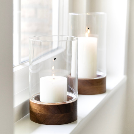 detail Bastion Collections Lucerna velká s dřevěným podstavcem, 12x25cm