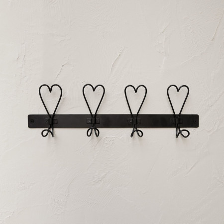 detail Bastion Collections Věšák HEART RACK with 4 hearts black, 41 cm