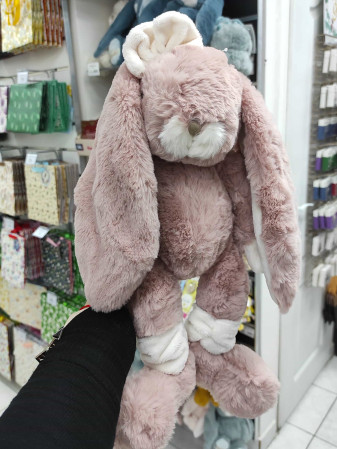 detail Bukowski Zajíček STRAWBERRY Flower Power, 35cm růžová mašle