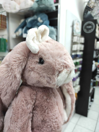 detail Bukowski Zajíček STRAWBERRY Flower Power, 35cm růžová mašle