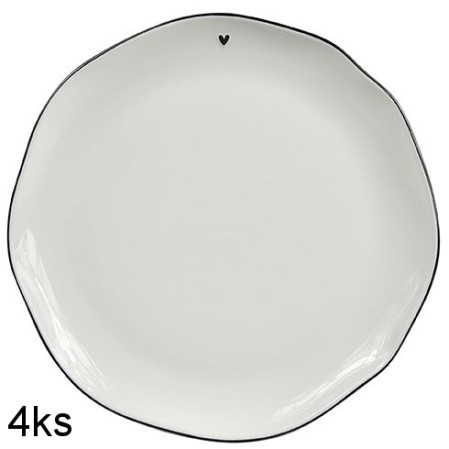 detail Bastion Collections 4x Talíř velký DINNER heart in black, 27 cm