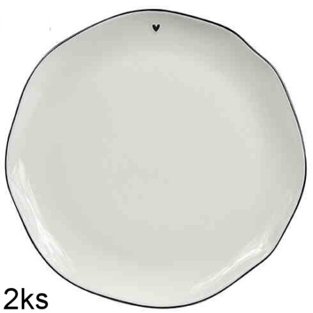 detail Bastion Collections 2x Talíř velký DINNER heart in black, 27 cm