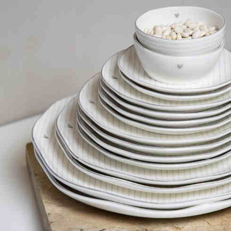 detail Bastion Collections 2x Talíř velký DINNER stripes in grey, 27 cm