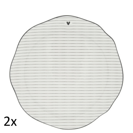 detail Bastion Collections 2x Talířek BREAKFAST stripes in black, 23cm