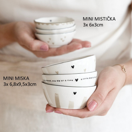 detail Bastion Collections SET 3x MINI MISKA PRINT naturale, 3x 6,8x9,5x3cm