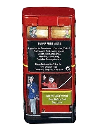 detail LONDON MINTS - LONDON BUS, mentolky bez cukru, 25 g