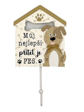 detail Nekupto NCE Dřevěná cedulka s věšákem na vodítko MŮJ NEJLEPŠÍ PŘÍTEL JE PES