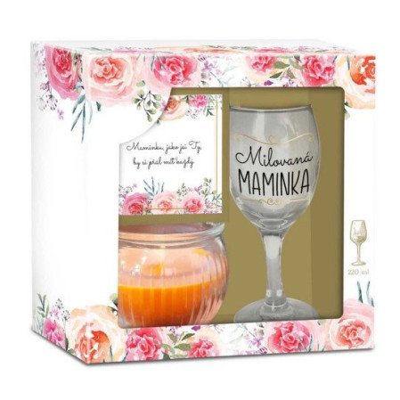 detail Albi Dárková sada MILOVANÁ MAMINKA, svíčka + sklenka 220 ml