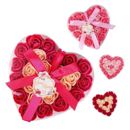 detail Salsa Mýdlové růže 24x 4g v boxu ve tvaru srdce MIX / cena 1ks