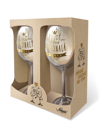detail Nekupto Párové sklenice na víno 440ml - PAN DOKONALÝ, PANÍ VŽDY DOKONALÁ