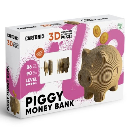 detail Cartonic 3D PUZZLE - PIGGY pokladnička, 86 dílků, LEVEL4