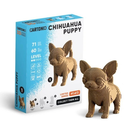 detail Cartonic 3D PUZZLE - CHIHUAHUA PUPPY, 71 dílků, LEVEL2