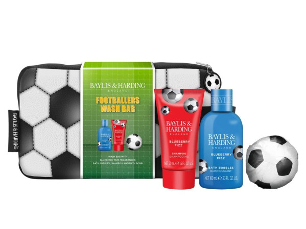 detail Baylis&Harding FOOTBALL Sada péče o tělo v kosmetické taštičce.