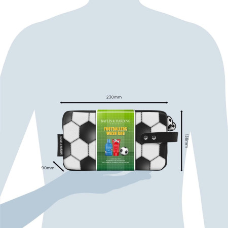 detail Baylis&Harding FOOTBALL Sada péče o tělo v kosmetické taštičce.