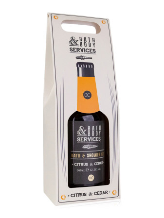 detail Accentra CITRUS&CEDAR, sprchový gel ve tvaru pivní láhve 360ml