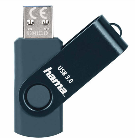 detail Hama USB 3.0 Flash Drive Rotate, 64 GB, 70 MB/s, petrolejová modrá