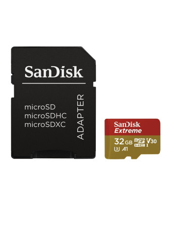 detail SanDisk Extreme micro SDHC 32 GB 100 MB/s A1 Class 10 UHS-I V30, adapter