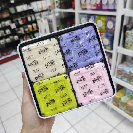 detail La Savonnerie Sada tuhých mýdel 4×100g v plechové dóze - Perská kočka