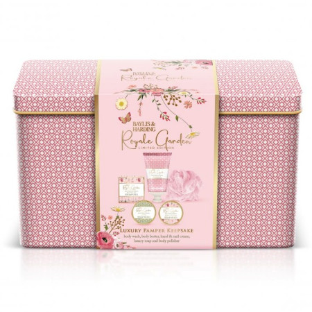 detail Baylis & Harding Sada péče o tělo v plechové dóze - Růže, Vlčí mák & Vanilka, 4k