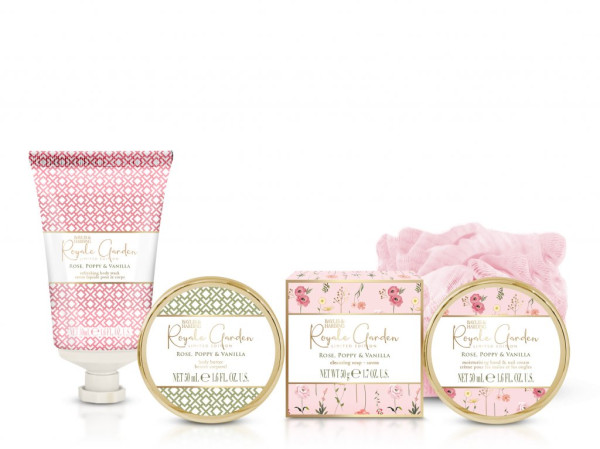 detail Baylis & Harding Sada péče o tělo v plechové dóze - Růže, Vlčí mák & Vanilka, 4k