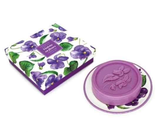 detail Esprit Provence VIOLETTE EN FLEURS, tuhé mýdlo + mýdlenka