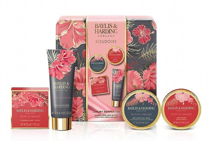 detail Baylis & Harding Boudoire Sada péče o tělo v plech. boxu, 4dílná