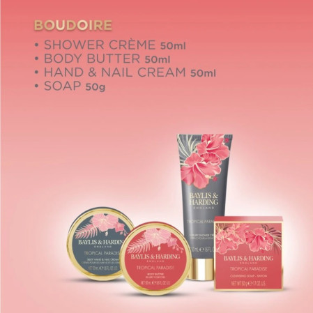 detail Baylis & Harding Boudoire Sada péče o tělo v plech. boxu, 4dílná