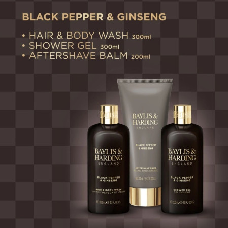 detail Baylis&Harding Černý pepř & Ženšen Sada péče o tělo, 3 ks