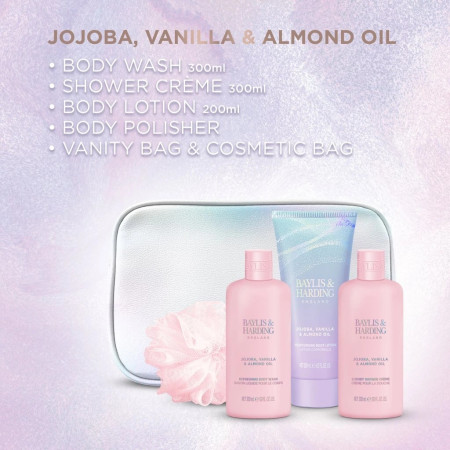 detail Baylis&Harding Jojoba, Vanilla, Almond oil Sada v kosmetické tašce, 6dílná