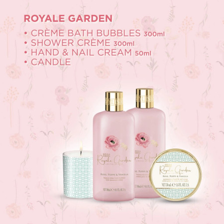 detail Baylis&Harding Rose, Poppy & Vanilla Sada péče o tělo se svíčkou, 4dílná