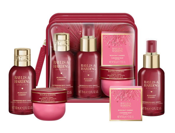 detail Baylis&Harding Midnight Cherry, cestovní sada v taštičce, 4dílná