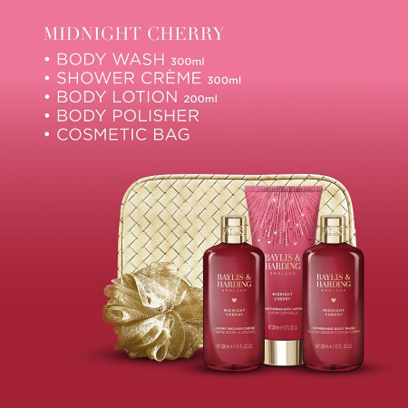 detail Baylis&Harding Midnight Cherry, dárková sada v taštičce 6dílná