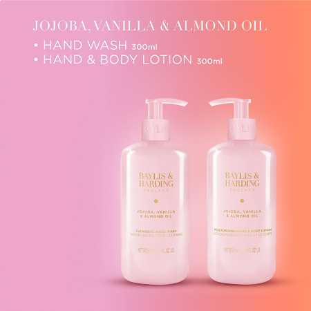 detail Baylis&Harding Jojoba, Vanilla, Almond, péče o ruce 2x 300ml