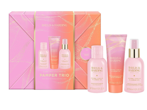 detail Baylis&Harding Jojoba, Vanilla, Almond, dárková sada Pamper Trio, 3dílná