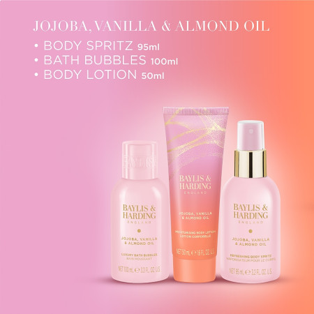 detail Baylis&Harding Jojoba, Vanilla, Almond, dárková sada Pamper Trio, 3dílná
