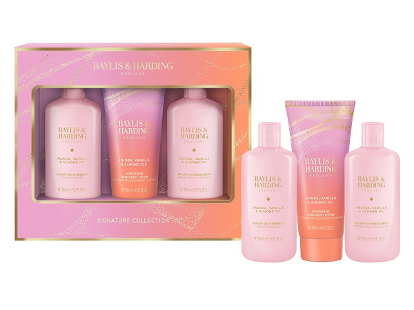 detail Baylis&Harding Jojoba, Vanilla, Almond, dárková sada péče o tělo 3dílná