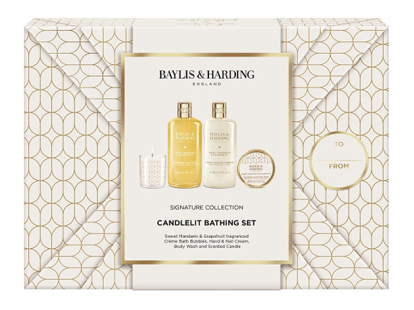detail Baylis&Harding Mandarin&Grapefruit, dárkový set se svíčkou, 4dílný
