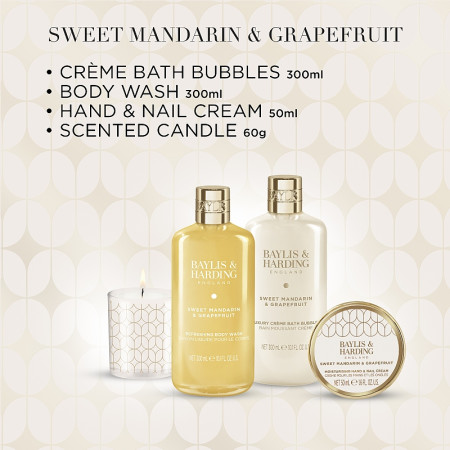 detail Baylis&Harding Mandarin&Grapefruit, dárkový set se svíčkou, 4dílný