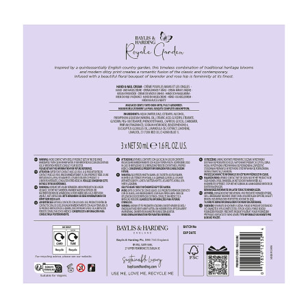 detail Baylis&Harding Royal Garden Dárkový set krémů na ruce 3x 50ml