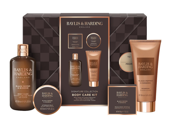 detail Baylis&Harding Černý pepř & ženšen Sada péče o tělo, pleť, vlasy, 4dílná