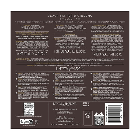 detail Baylis&Harding Černý pepř & ženšen Sada péče o tělo, pleť, vlasy, 4dílná