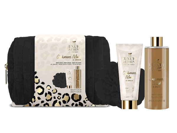 detail Grace Cole Kašmír, Mošus & Ambra, dárkový set s kosmetickou taškou, 4dílný