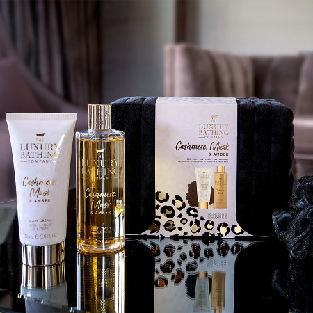 detail Grace Cole Kašmír, Mošus & Ambra, dárkový set s kosmetickou taškou, 4dílný